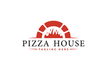 pizza logo vector illustration. pizza oven logo template