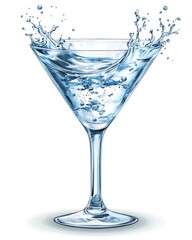 Refreshing water cocktail in a martini glass