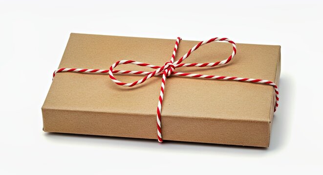 A Classic Brown Kraft Paper Tied With a Red and White Baker's Twine