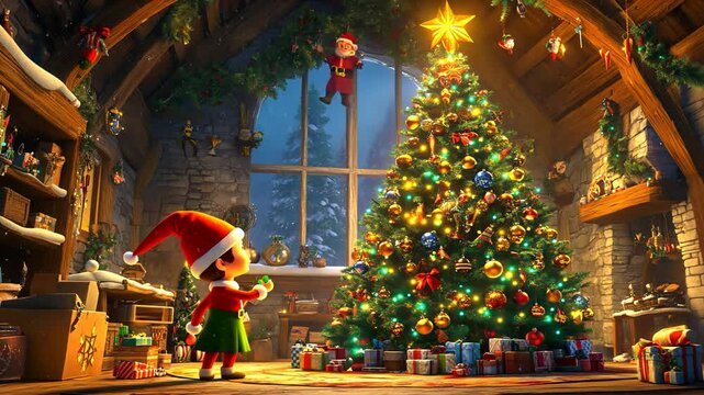 Elf's Christmas Workshop: A Festive Winter Scene