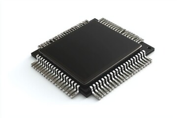 Semiconductor Microchip with Electrical Pins, Technology, Engineering, Circuit Board, Component Isolated