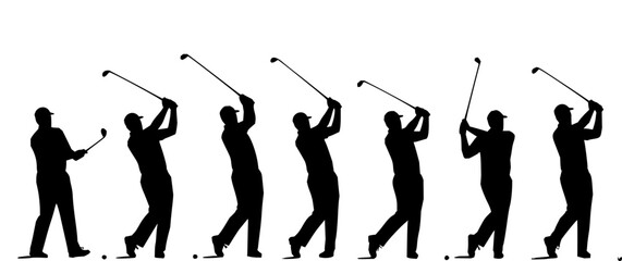 Obraz premium Golf player silhouette vector on white 