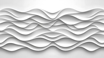 Fototapeta premium White undulating layered paper waves create a minimalist artistic design