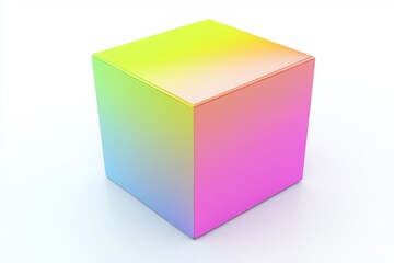 Glossy prism block vibrant gradient on clean surface render abstract art modern design