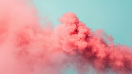 Obraz premium Soft Pink Smoke Swirls Against Light Blue Background for Art Projects