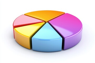 Fototapeta premium Colorful pie chart illustration of financial data visualization with business analysis concept on white backdrop
