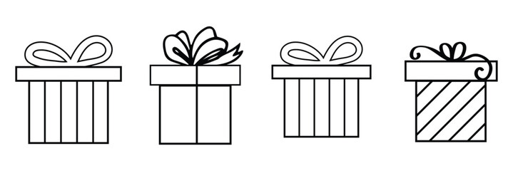 Present gift box icon. Vector isolated elements. Christmas gift icon illustration vector symbol. Surprise present linear design. Stock vector. Vector Illustration .
