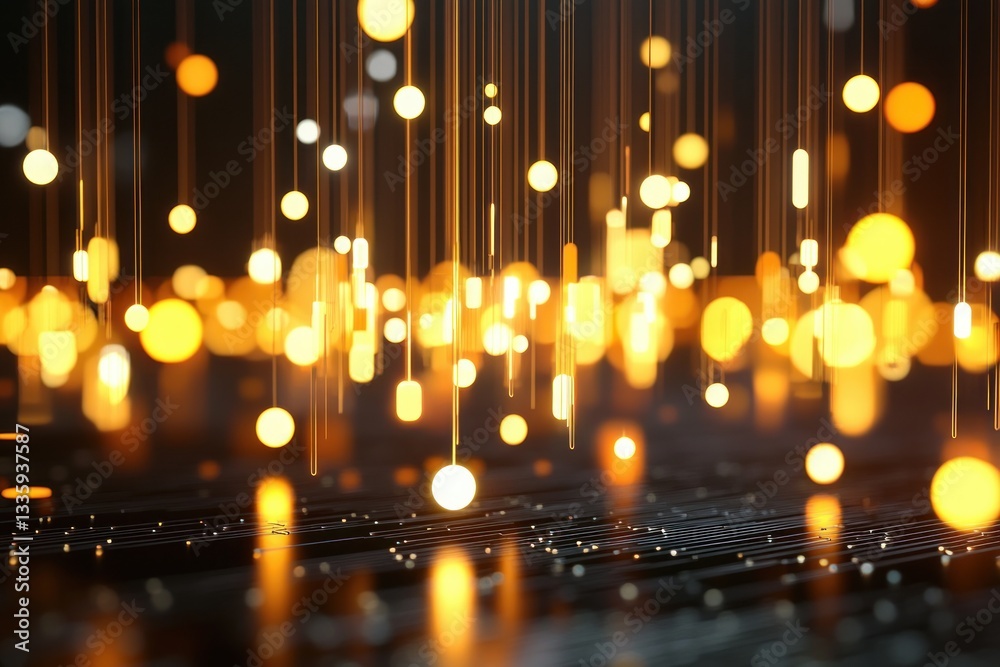 Fototapete Captivating digital art illuminating network connection with vibrant glow elegant data transfer on dark reflective background
