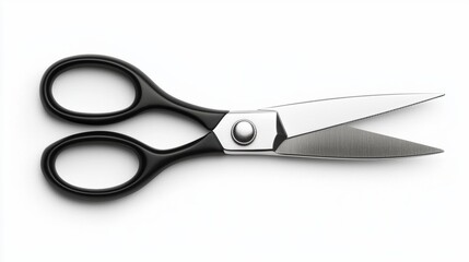 A pair of black scissors with silver blades.