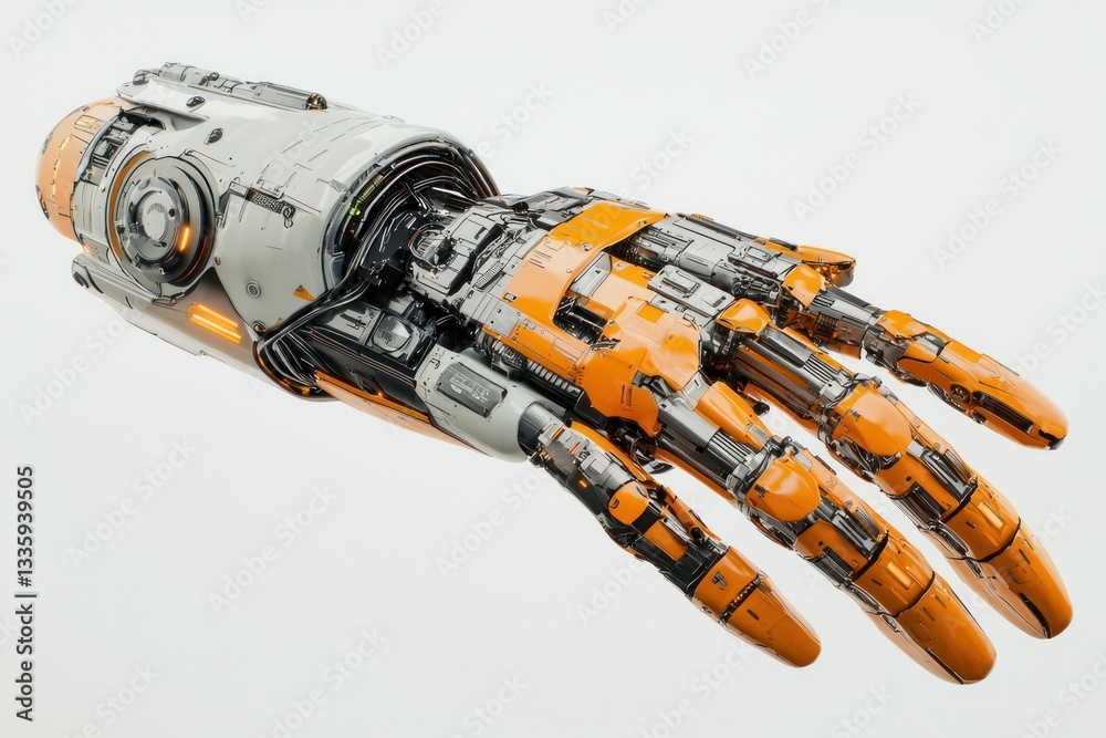 Leinwandbilder futuristic robotic arm prosthesis with intricate mechanical details against clean background studio 