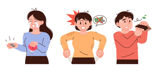 People with no money. Empty wallets, empty pockets, little money.