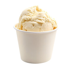 vanilla frozen yogurt in takeaway cup isolated on white or transparent background