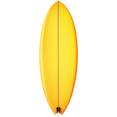 yellow surfboard isolated on white or transparent background