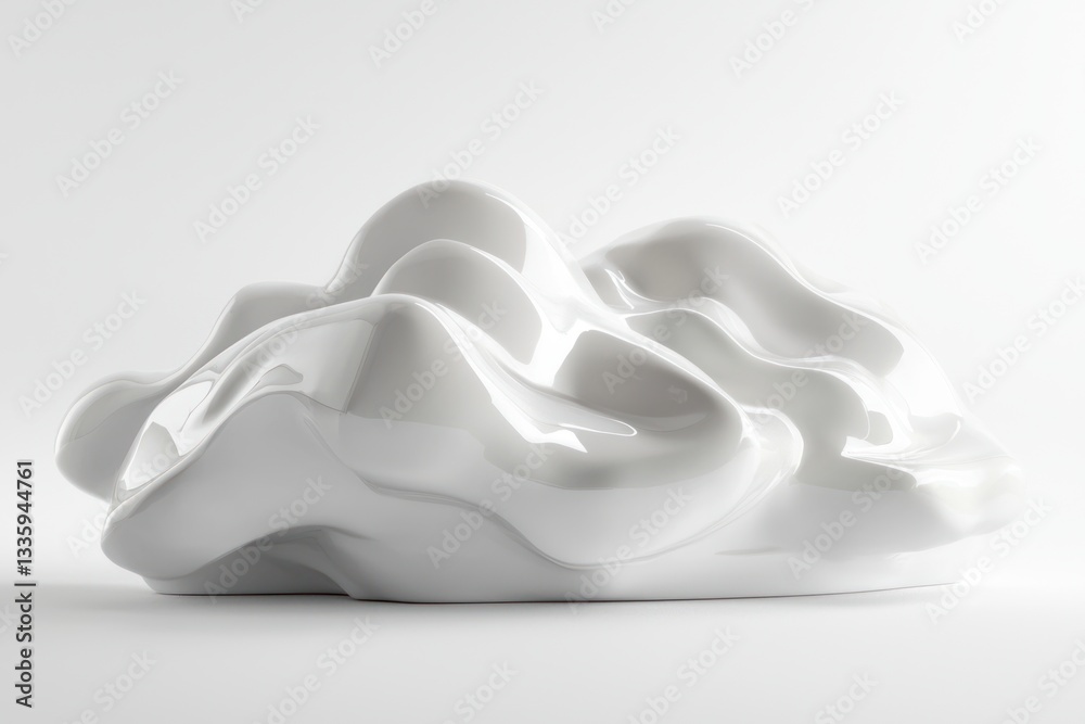 Poster Elegant white smooth amorphous shape artistic object on minimal background showcasing modern abstract art