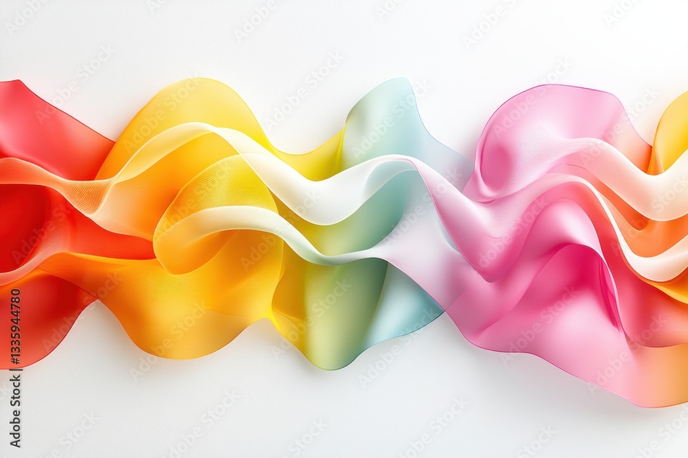Aufkleber Dynamic wave of flowing color gradient fabrics blending of elegant lines on white modern background