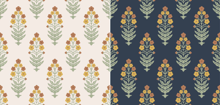 Hashtag CADS floral block print design pattern. Batik print, hand draw pattern. EPS file format.