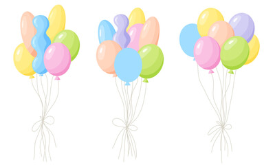 Colorful Balloons Vector Pack Set, bright clear colors, party balloons, simple design, collection