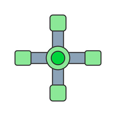 Propeller Hub Flat design style, green propeller hub, representing drone or RC aircraft components, suitable for aviation, technology, and toy-related illustrations.