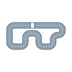 Fototapeta premium Race Track Flat design style, gray winding race track with white markings, symbolizing RC racing circuits, ideal for toy branding, racing visuals, and automotive-themed graphics.