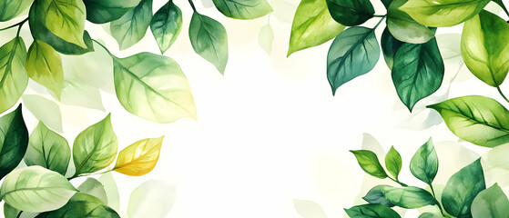 Obraz premium Lush green leaves frame, nature background