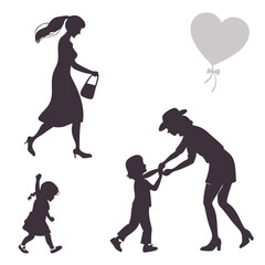 Stylish Happy Mother's Day Silhouette Designs