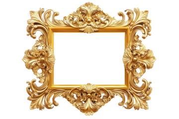 Ornate Gold Frame Elegant Design Classic Style isolated on transparent background