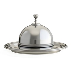 Elegant Silver Cloche on a Tray Perfect for Fine Dining and Hotel Service