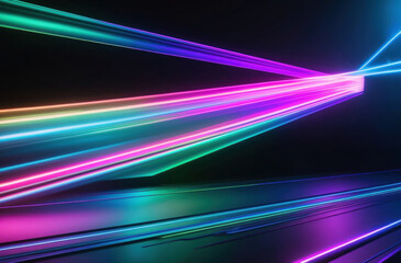 dynamic visual featuring abstract stripes with a sense of rapid motion, vibrant eye-catching neon colors.