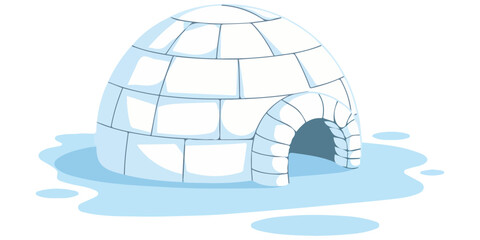 Ice Igloo Icon Cartoon Vector Illustration on White Background