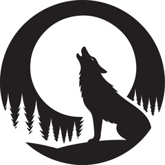 Obraz premium Wolf Howling Moon Silhouette Bundle