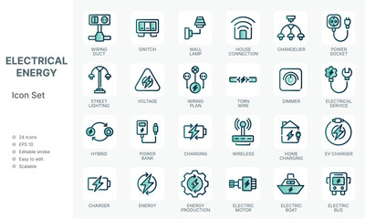 Modern set energy efficiency concept and electricity icon