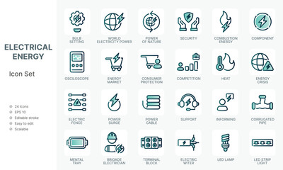 Modern set energy efficiency concept and electricity icon