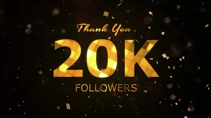 20K Followers celebration animation, 20000 followers thank you video, fireworks, confetti party effects, social media milestone motion graphics animation, celebrating 20K followers