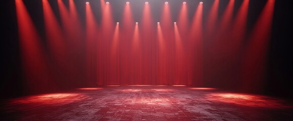 Red stage with spotlight illumination.
