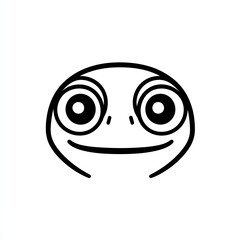 Fototapeta premium Cute simple chameleon face icon black outline on white background minimalistic 