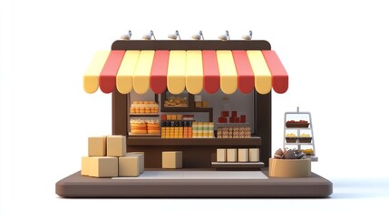 3D Cartoon Grocery Stall