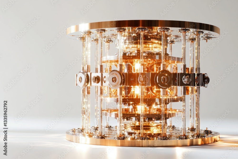 Poster conceptual quantum computing structure showcasing intricate design and high technology innovation