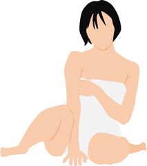 温泉に入る女性のイラスト