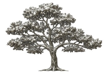 Fototapeta premium Abstract silver and gold tree illustration, isolated vector on a black background.