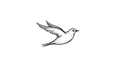 A Delicate, Intricate, and Harmonious Flying Bird Line Art Illustration with Elegant Minimalist Aesthetic
