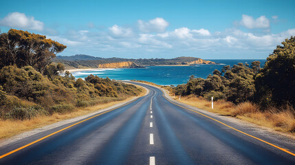 Scenic Coastal Highway by the Blue Ocean on a Sunny Day