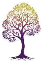 Fototapeta premium Abstract silver and gold tree illustration, isolated vector on a black background.