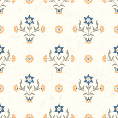 Hashtag CADS floral block print. Batik design, Ajrakh print, hand draw pattern. EPS files format. 
