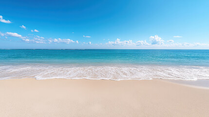 tranquil beach with gentle waves lapping at shore, inviting relaxation
