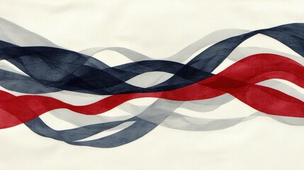Abstract Artwork: Red, Blue, and Gray Waves