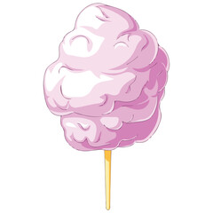 Cartoon Candy Floss Icon Vector Illustration on White Background