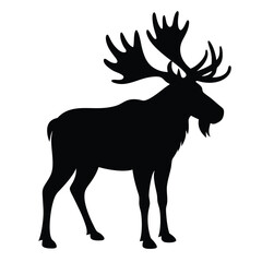 A black and white drawing of a moose