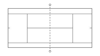 Tennis Court Layout Vector Illustration 