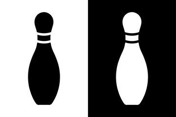 Bowling Pin Silhouette Vector Icon Black and White Design.