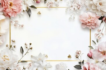 Floral frame border on white background